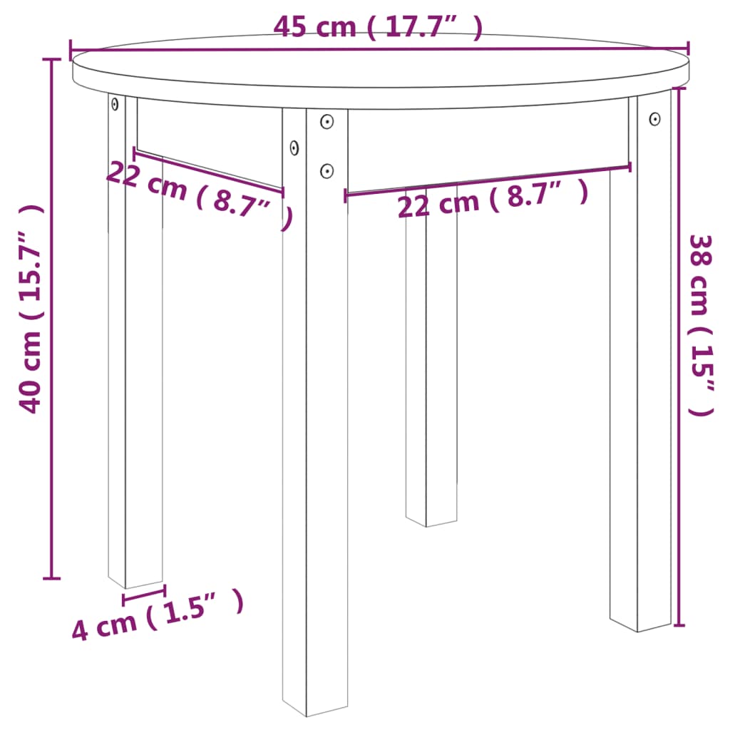 Table basse Noir Ø 45x40 cm Bois massif de pin - Tables basses