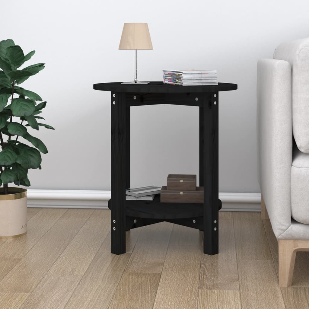 Table basse Noir Ø 55x60 cm Bois massif de pin - Tables basses