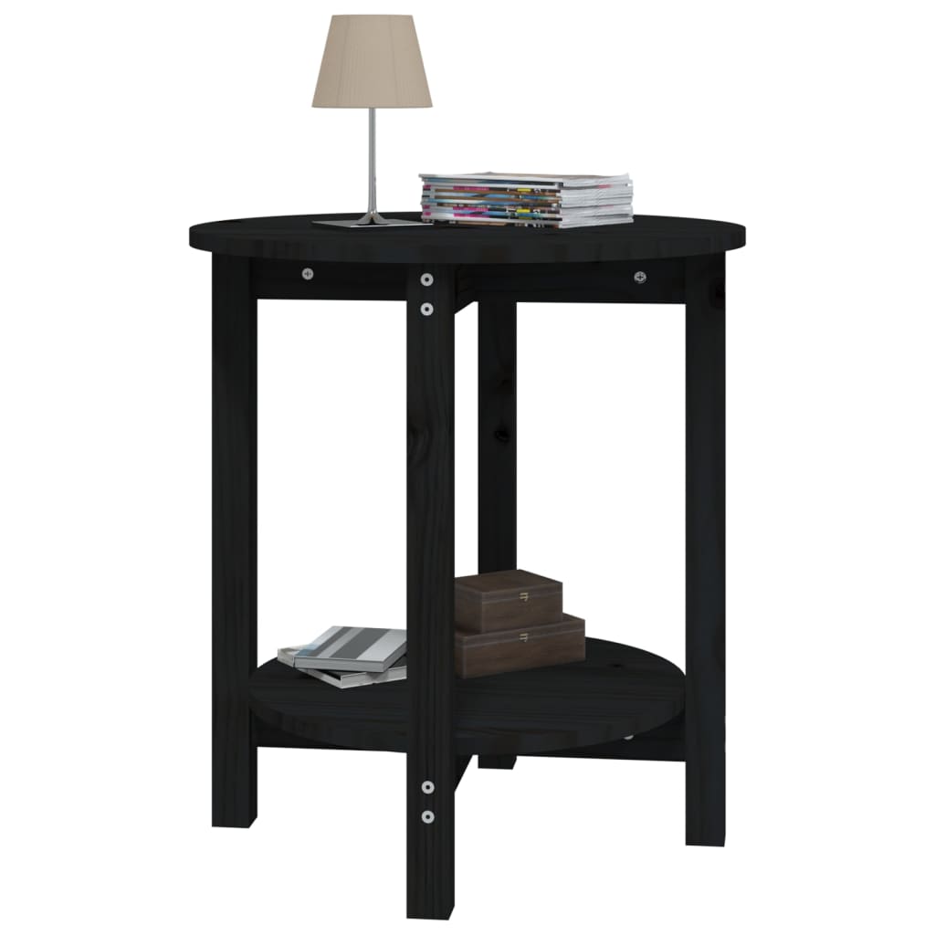 Table basse Noir Ø 55x60 cm Bois massif de pin - Tables basses