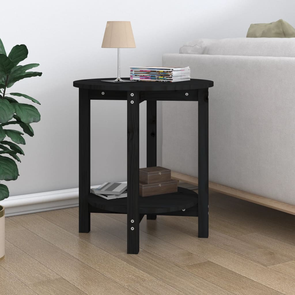 Table basse Noir Ø 55x60 cm Bois massif de pin - Tables basses