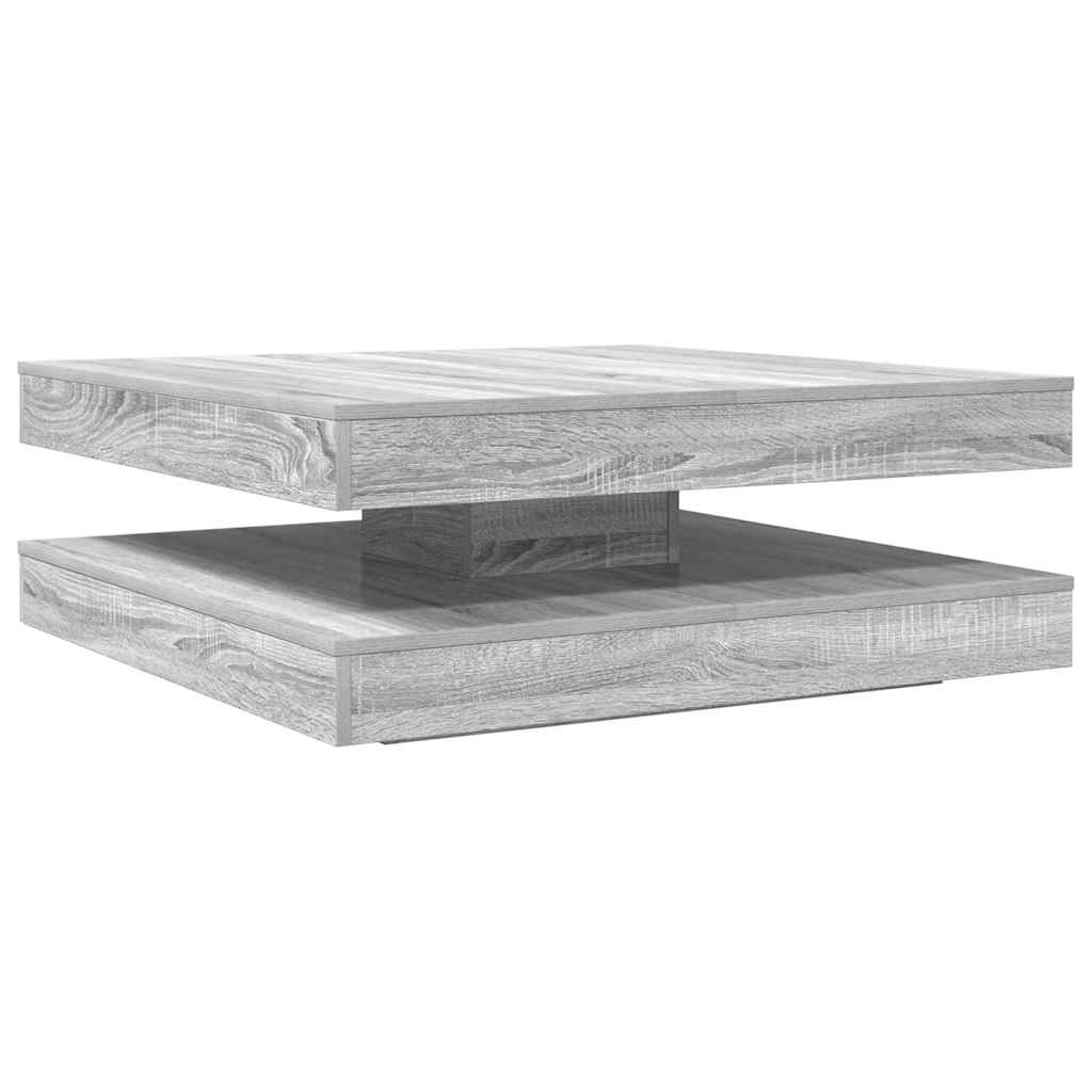 Table basse rotative à 360 degrés sonoma gris 90x90x34,5 cm - Tables basses