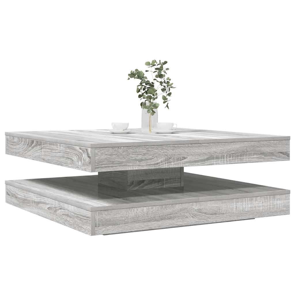 Table basse rotative à 360 degrés sonoma gris 90x90x34,5 cm - Tables basses