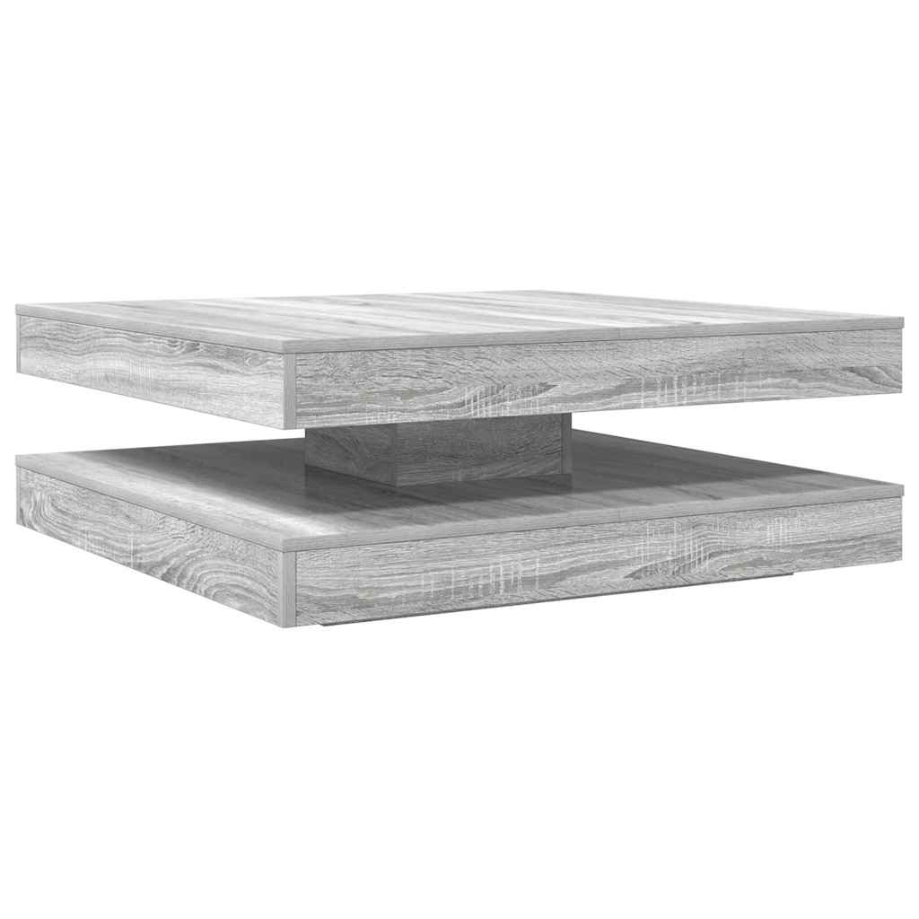 Table basse rotative à 360 degrés sonoma gris 90x90x34,5 cm - Tables basses