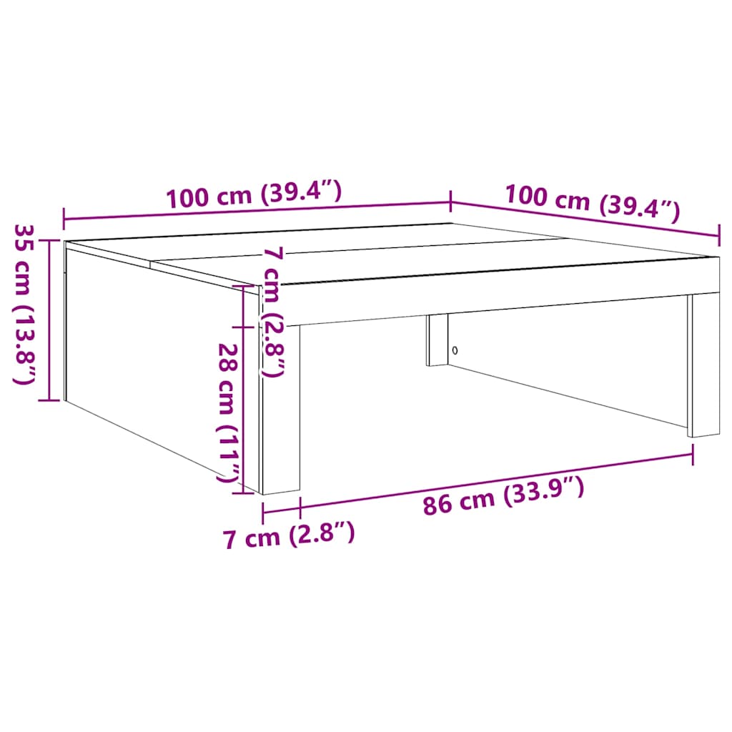Table basse Sonoma gris 100x100x35 cm Bois d’ingénierie - Tables basses