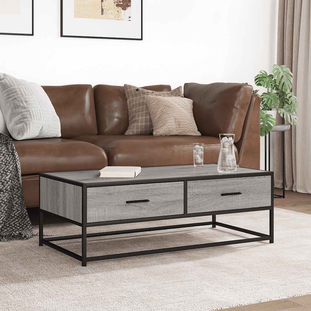 Table basse sonoma gris 100x50x35 cm bois d’ingénierie et métal - Tables basses