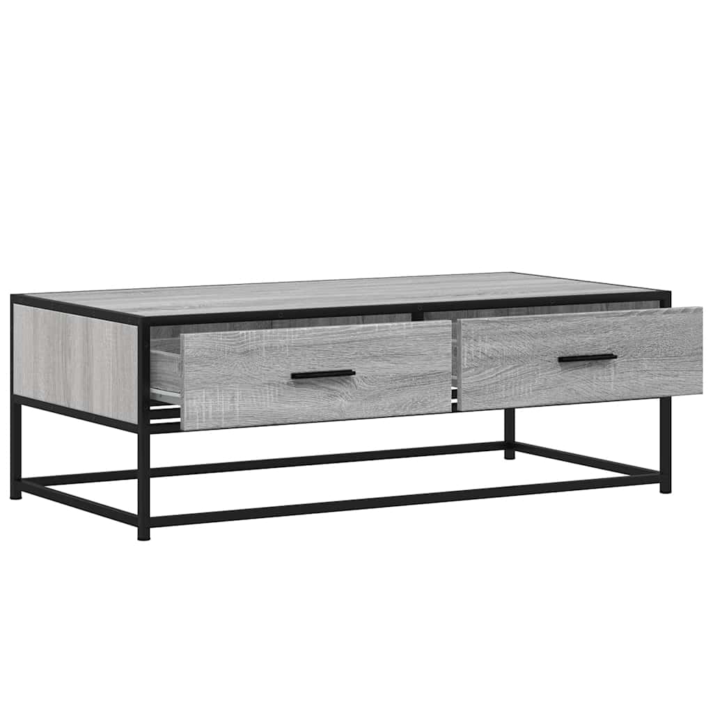 Table basse sonoma gris 100x50x35 cm bois d’ingénierie et métal - Tables basses