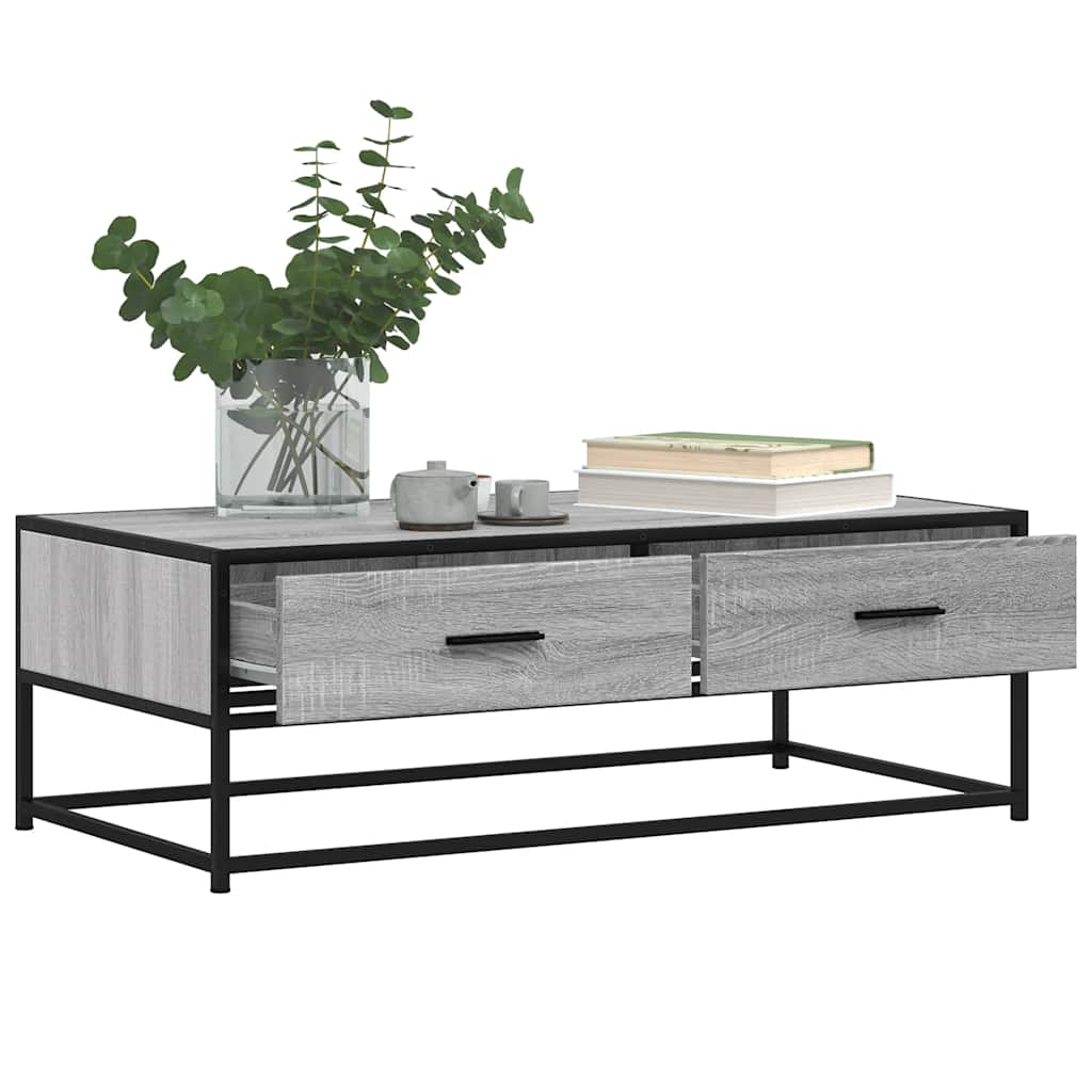 Table basse sonoma gris 100x50x35 cm bois d’ingénierie et métal - Tables basses