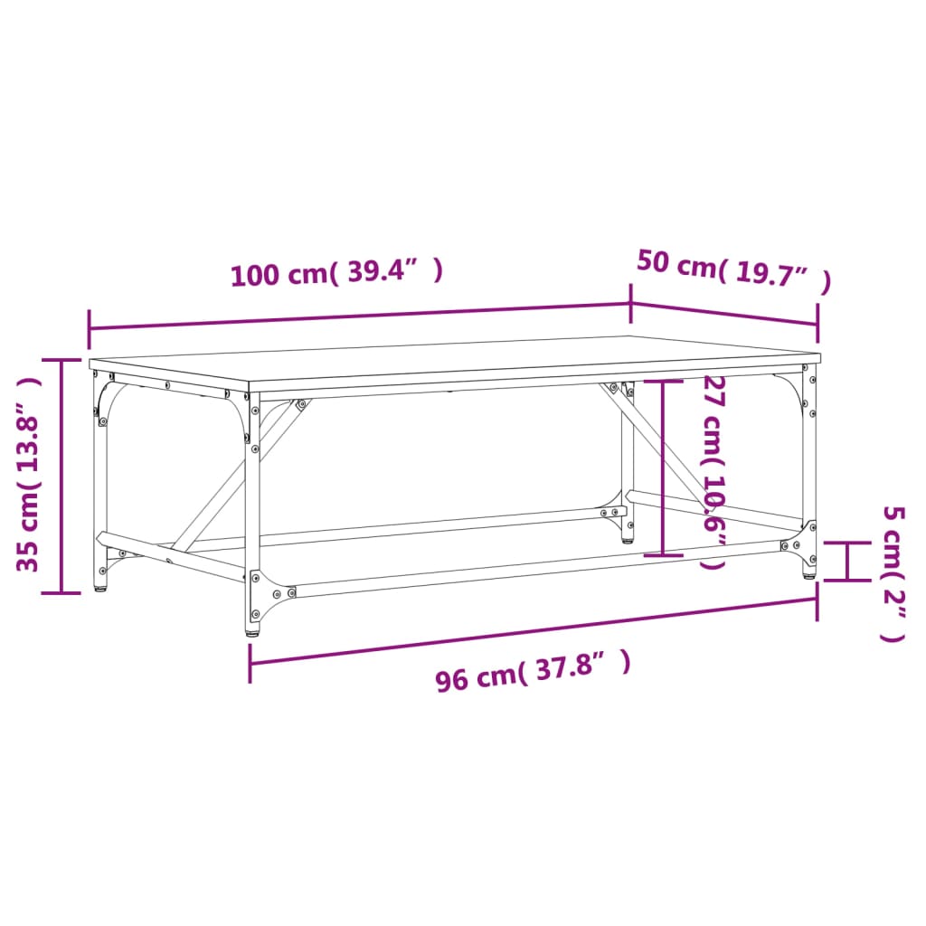 Table basse Sonoma gris 100x50x35 cm Bois d’ingénierie - Tables basses
