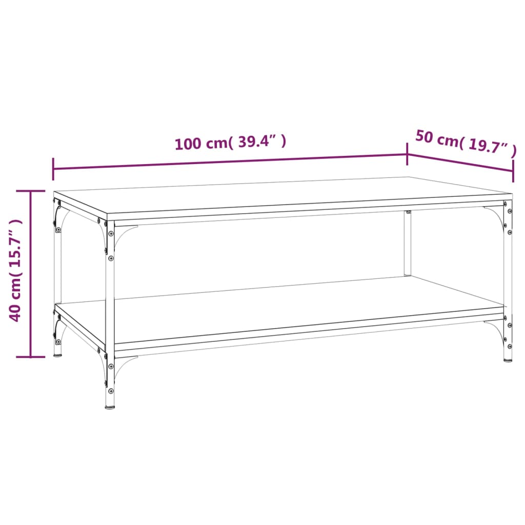 Table basse Sonoma gris 100x50x40 cm Bois d’ingénierie - Tables basses