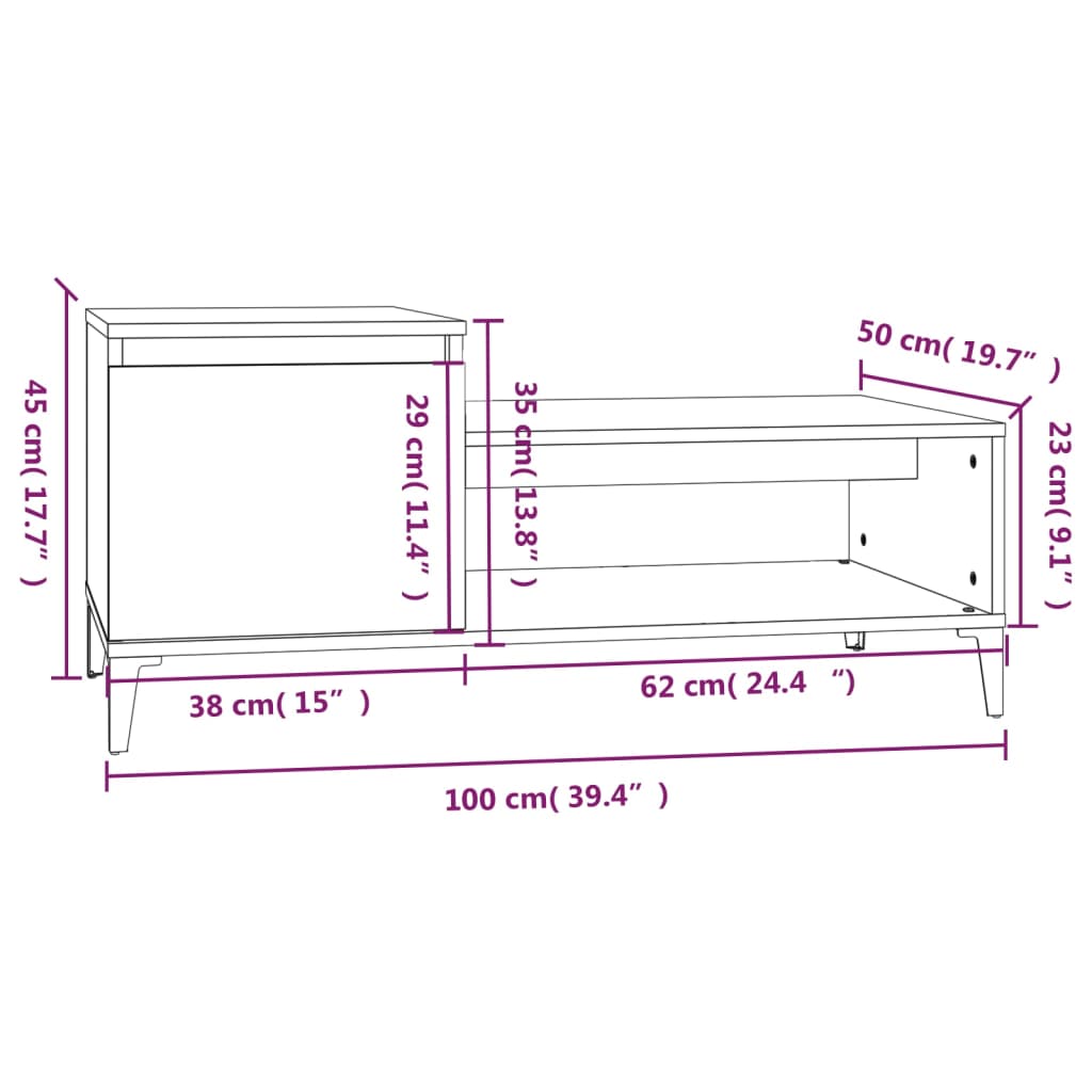 Table basse Sonoma gris 100x50x45 cm Bois d’ingénierie - Tables basses