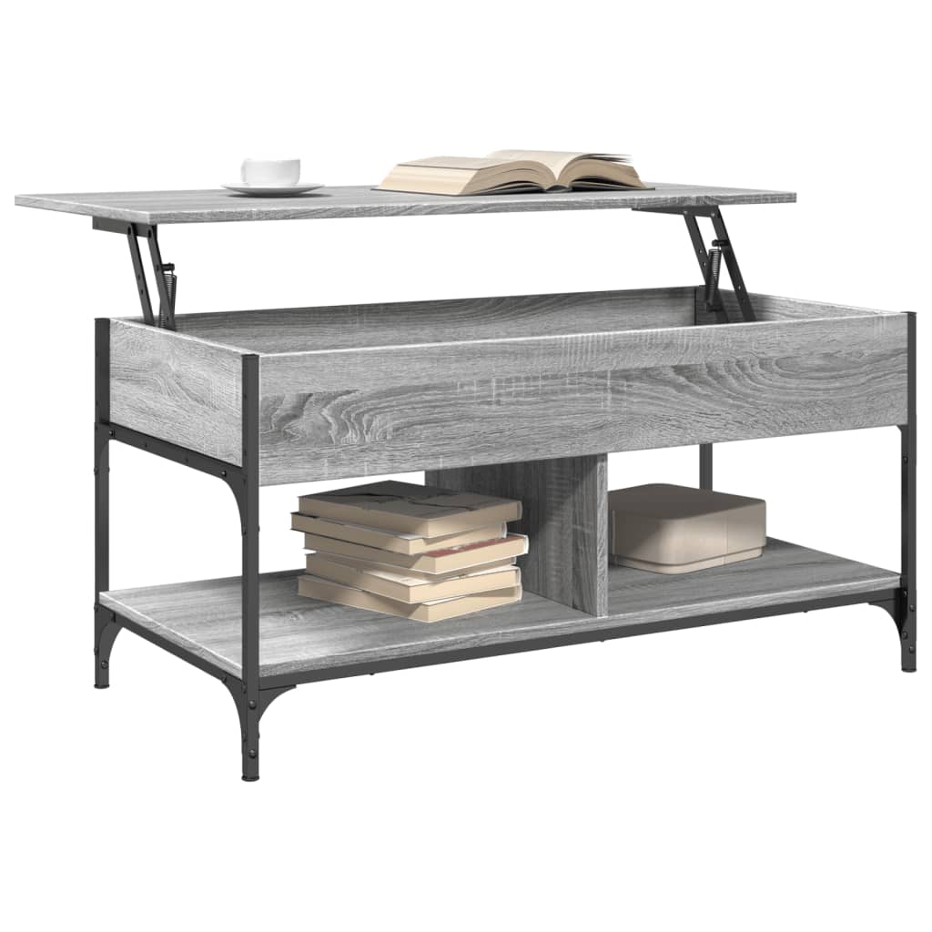 Table basse sonoma gris 100x50x50 cm bois d’ingénierie et métal - Tables basses
