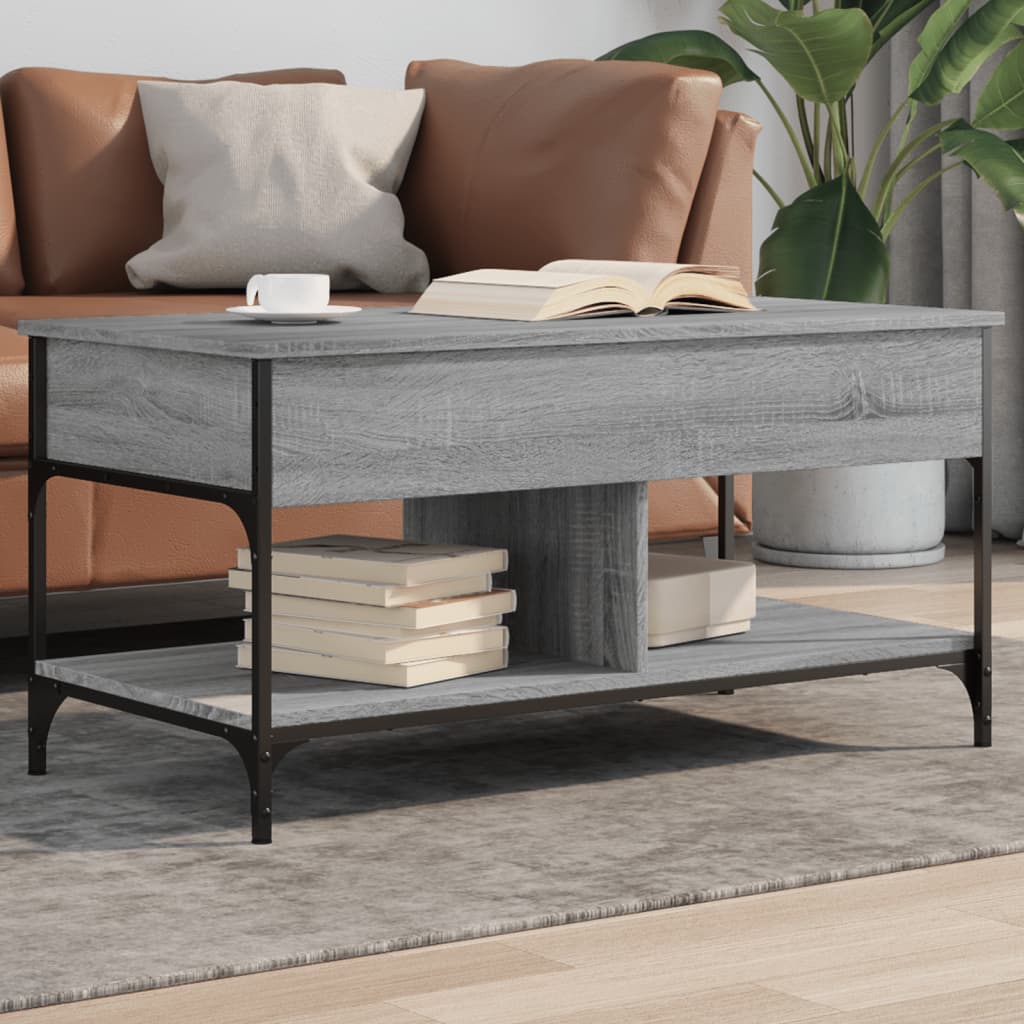 Table basse sonoma gris 100x50x50 cm bois d’ingénierie et métal - Tables basses
