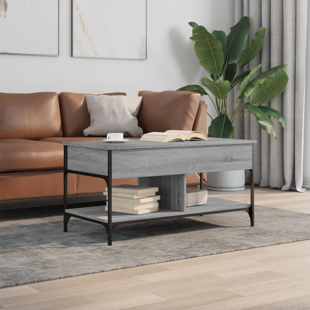 Table basse sonoma gris 100x50x50 cm bois d’ingénierie et métal - Tables basses