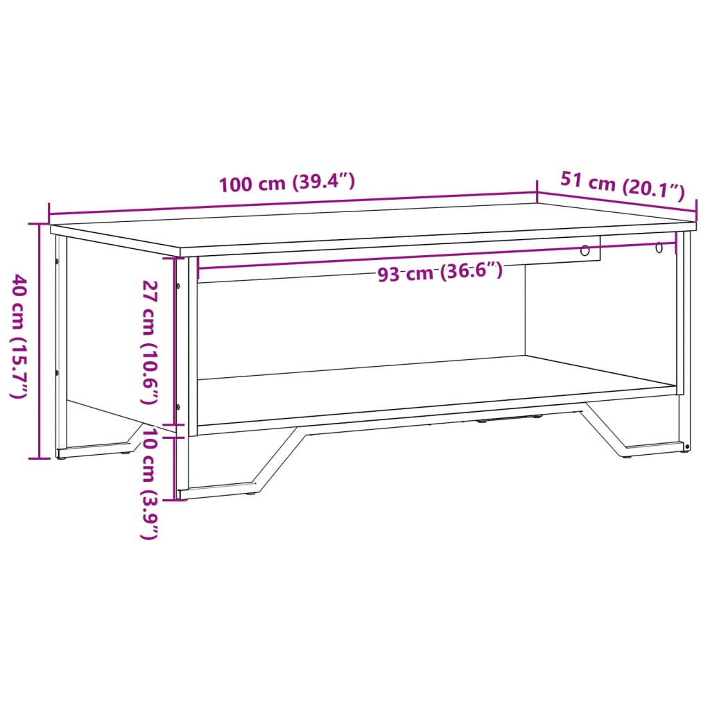 Table basse sonoma gris 100x51x40 cm bois d’ingénierie - Tables basses