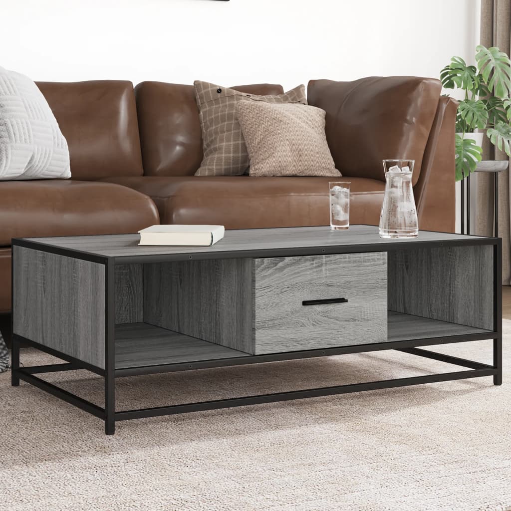 Table basse sonoma gris 100x57x35 cm bois d’ingénierie et métal - Tables basses