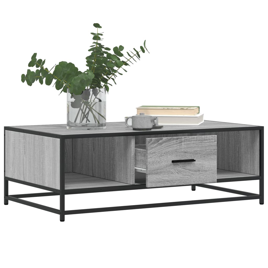 Table basse sonoma gris 100x57x35 cm bois d’ingénierie et métal - Tables basses