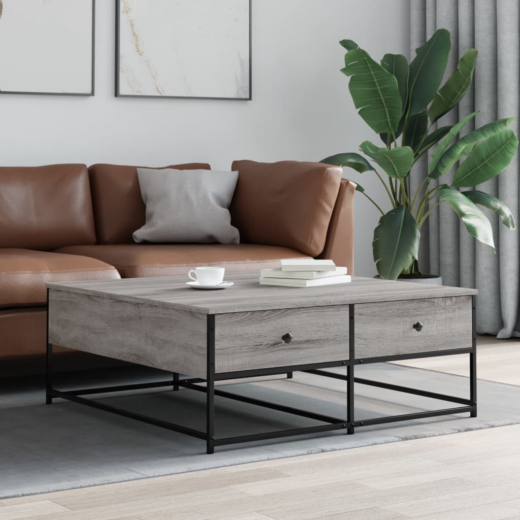 Table basse sonoma gris 100x99x40 cm bois d’ingénierie - Tables basses