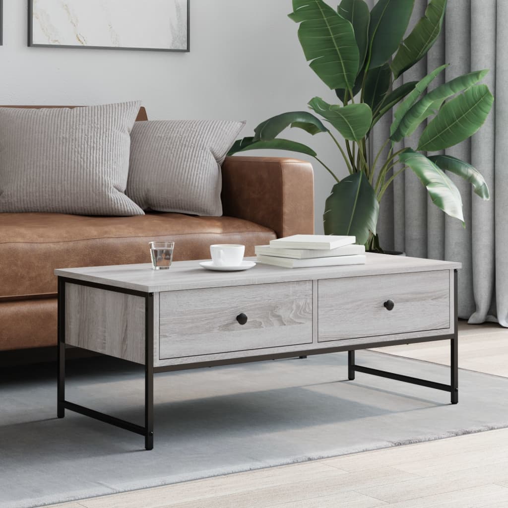 Table basse sonoma gris 101x49x39,5 cm bois d’ingénierie - Tables basses