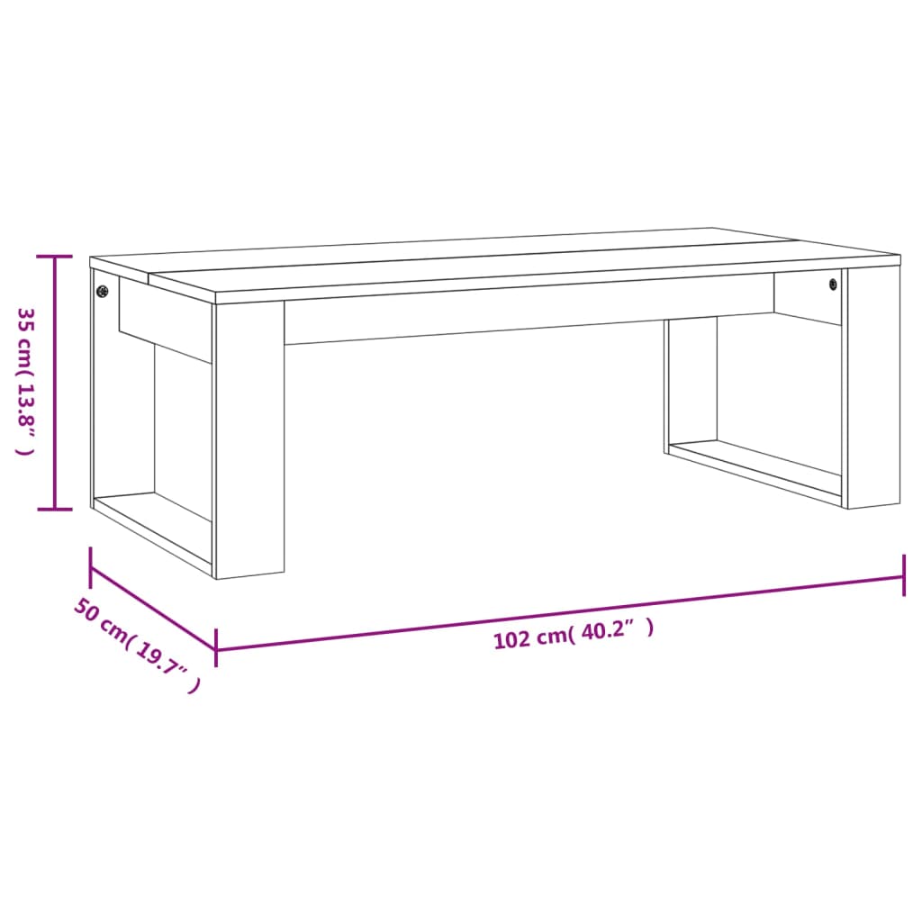 Table basse sonoma gris 102x50x35 cm bois d’ingénierie - Tables basses