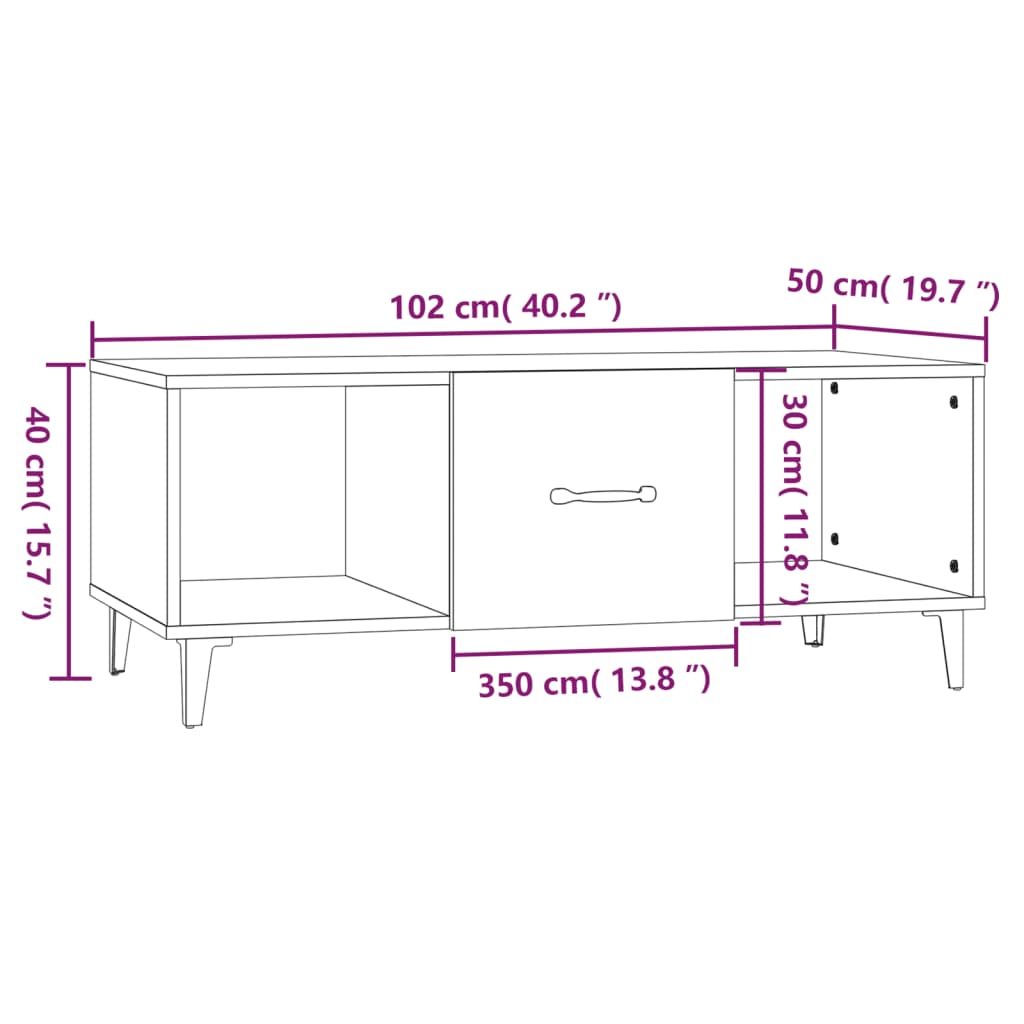 Table basse sonoma gris 102x50x40 cm bois d’ingénierie - Tables basses