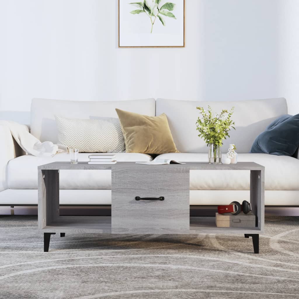 Table basse sonoma gris 102x50x40 cm bois d’ingénierie - Tables basses