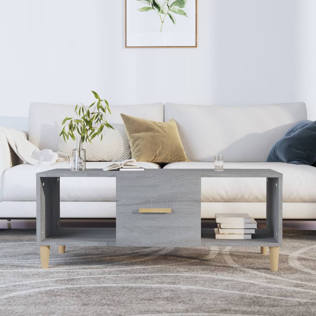 Table basse sonoma gris 102x50x40 cm bois d’ingénierie - Tables basses