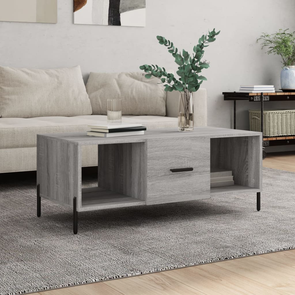 Table basse sonoma gris 102x50x40 cm bois d’ingénierie - Tables basses