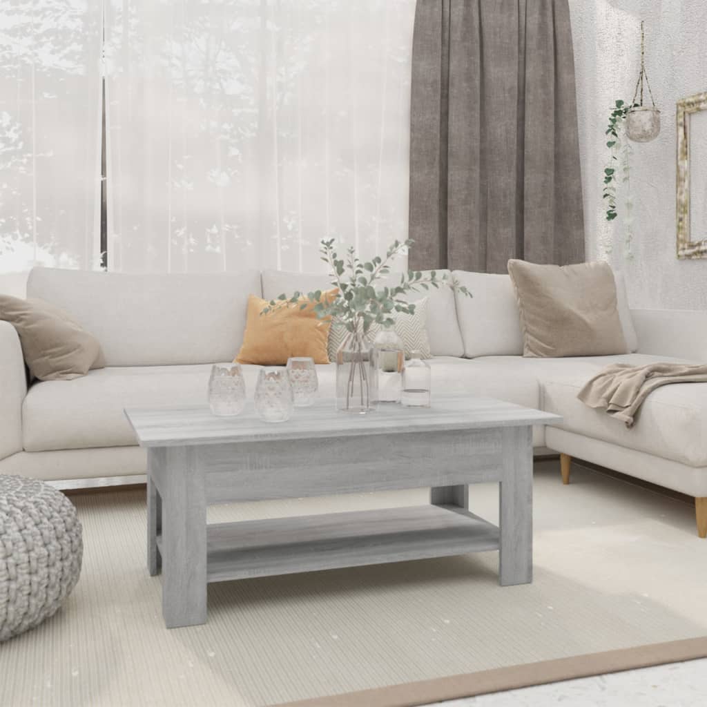 Table basse sonoma gris 102x55x42 cm bois d’ingénierie - Tables basses
