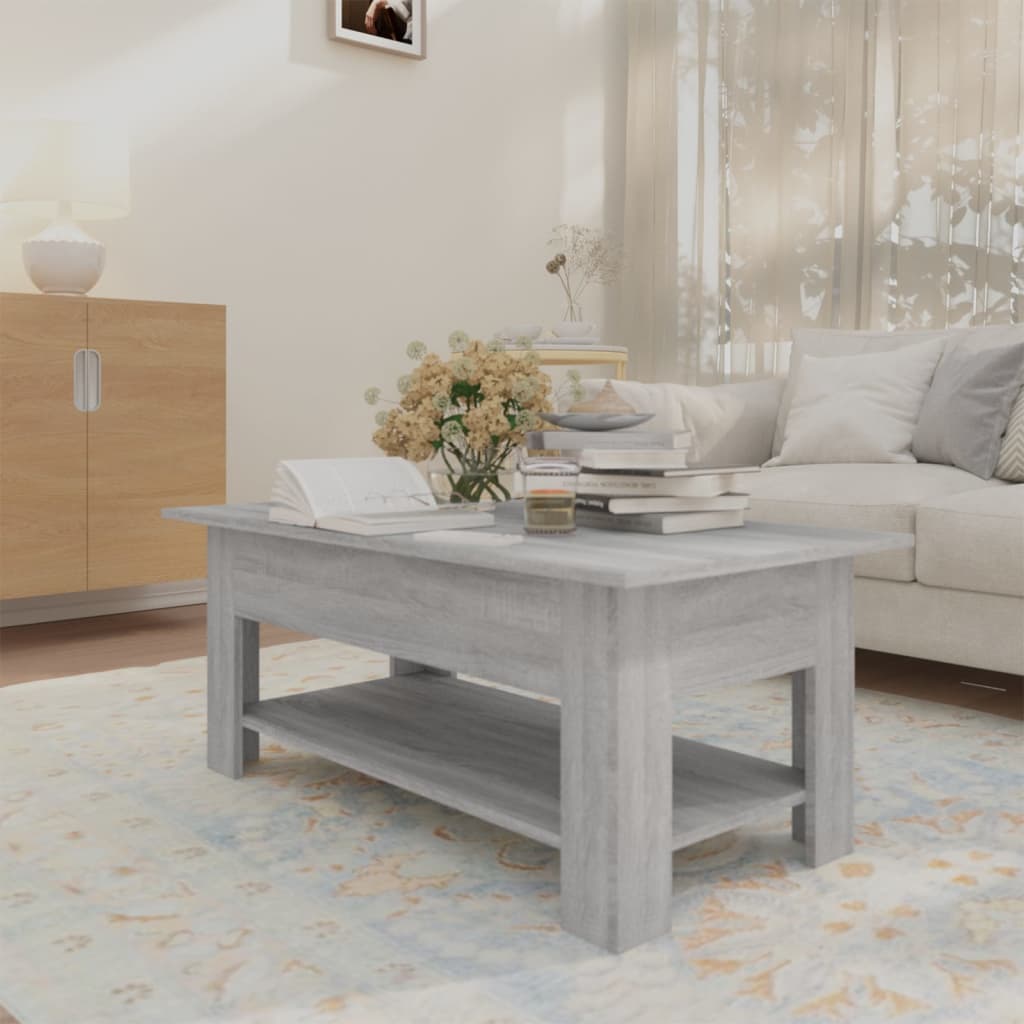 Table basse sonoma gris 102x55x42 cm bois d’ingénierie - Tables basses