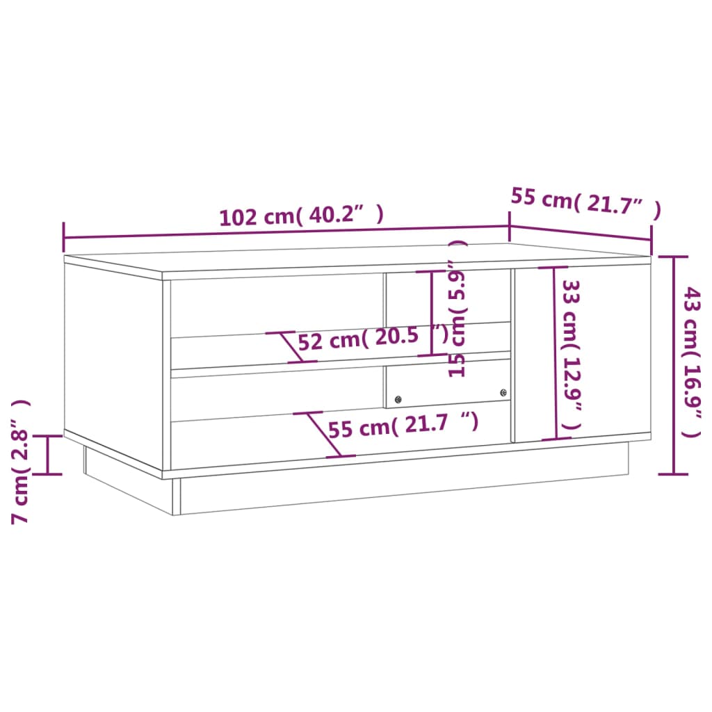 Table basse sonoma gris 102x55x43 cm bois d’ingénierie - Tables basses