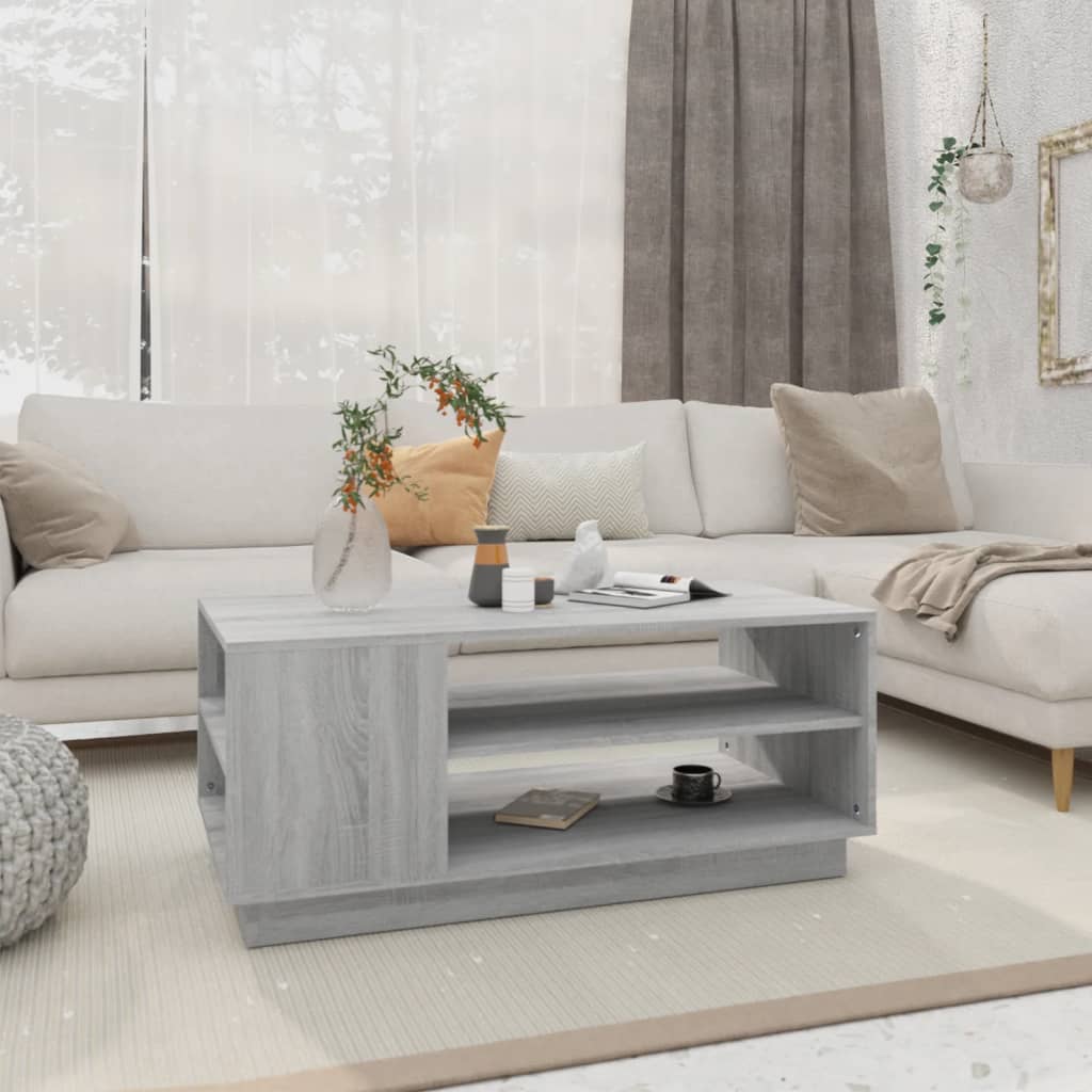 Table basse sonoma gris 102x55x43 cm bois d’ingénierie - Tables basses