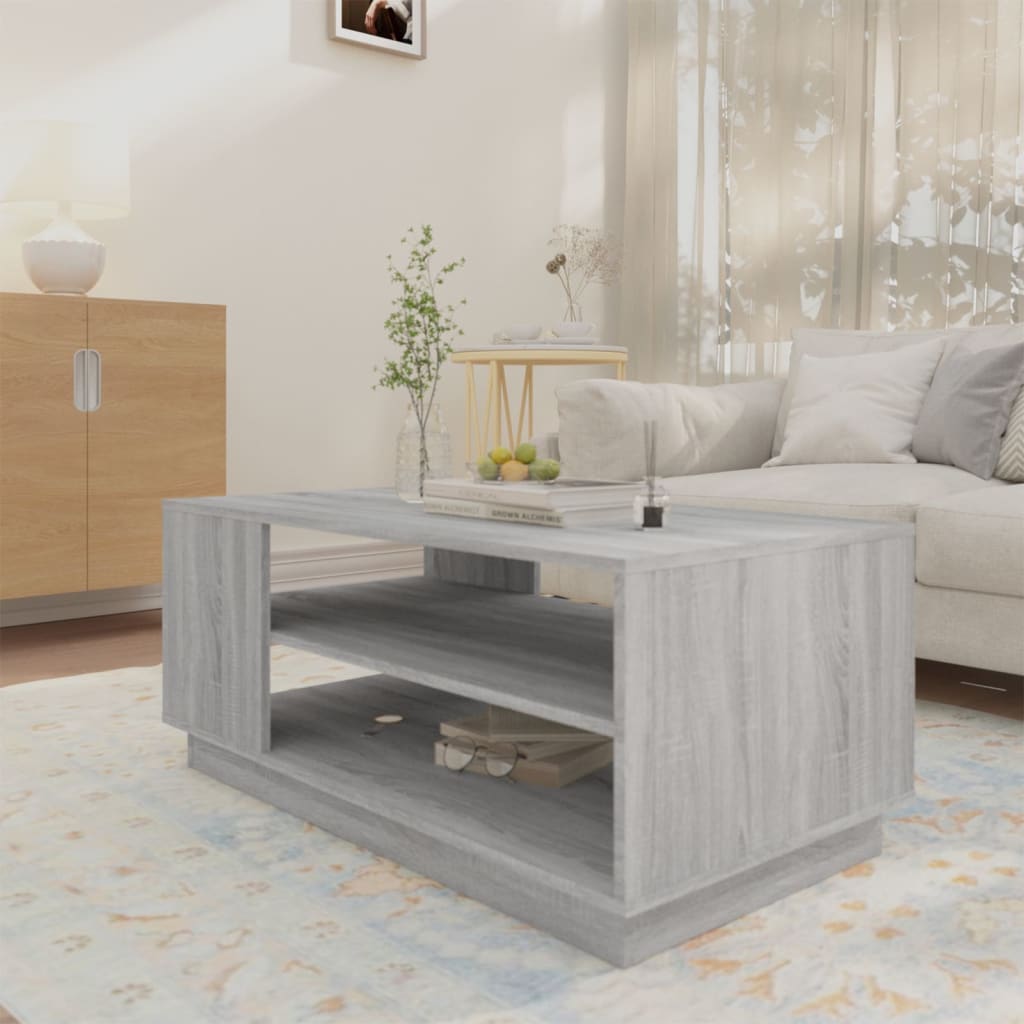 Table basse sonoma gris 102x55x43 cm bois d’ingénierie - Tables basses