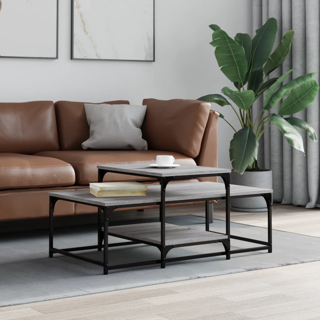 Table basse sonoma gris 102x60x45 cm bois d’ingénierie - Tables basses
