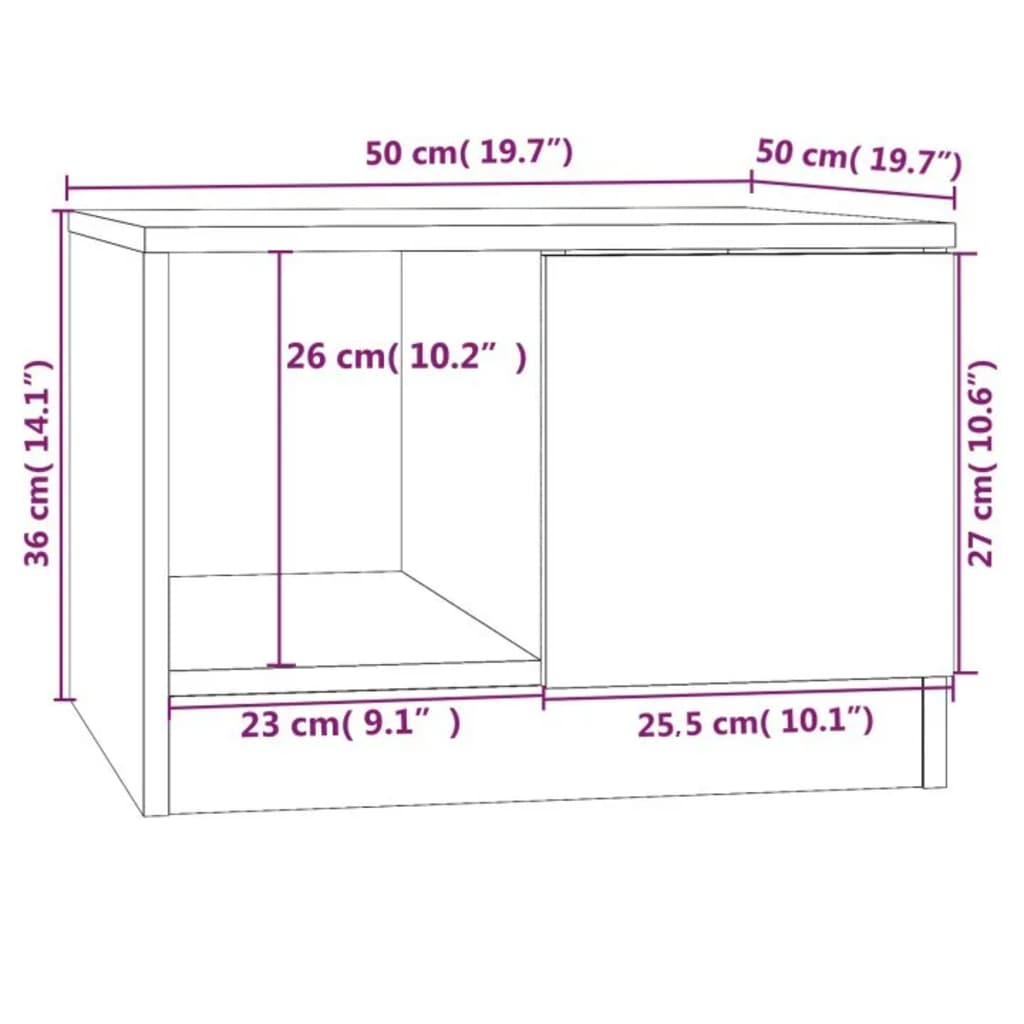 Table basse sonoma gris 50x50x36 cm bois d’ingénierie - Tables basses