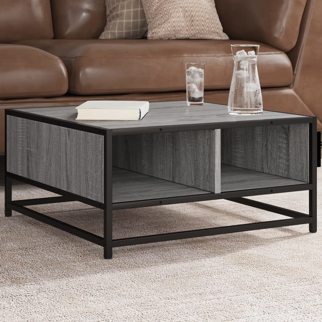 Table basse sonoma gris 60,5x60,5x30 cm bois d’ingénierie/métal - Tables basses