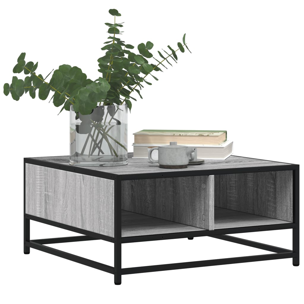 Table basse sonoma gris 60,5x60,5x30 cm bois d’ingénierie/métal - Tables basses
