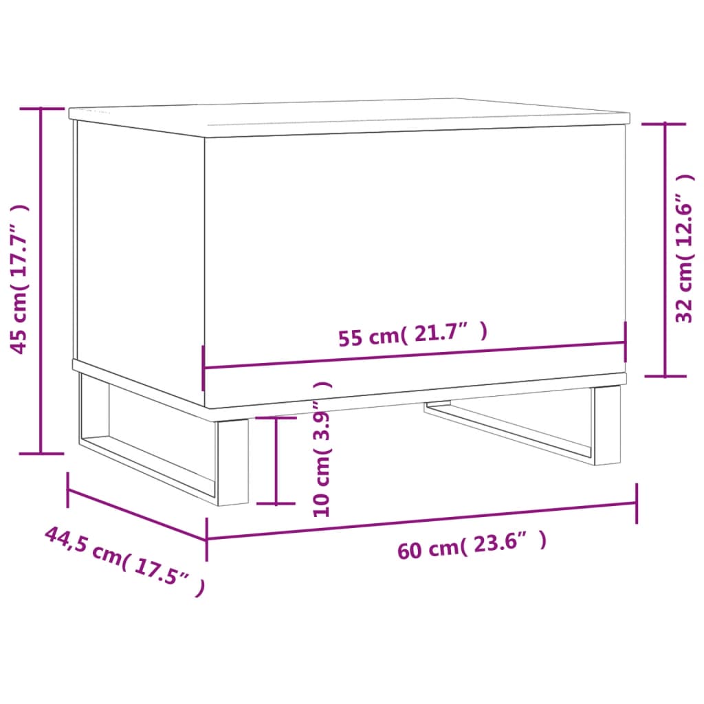 Table basse Sonoma gris 60x44,5x45 cm Bois d’ingénierie - Tables basses