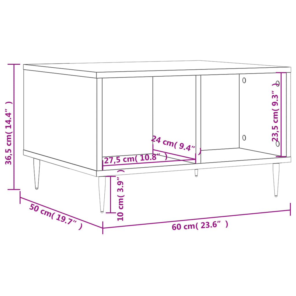 Table basse Sonoma gris 60x50x36,5 cm Bois d’ingénierie - Tables basses