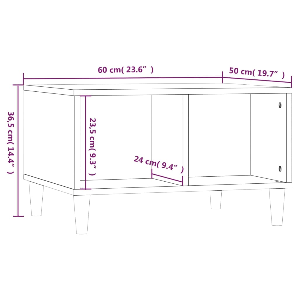 Table basse Sonoma gris 60x50x36,5 cm Bois d’ingénierie - Tables basses