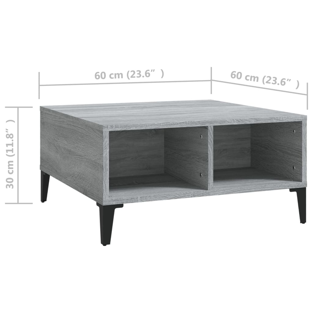 Table basse sonoma gris 60x60x30 cm bois d’ingénierie - Tables basses