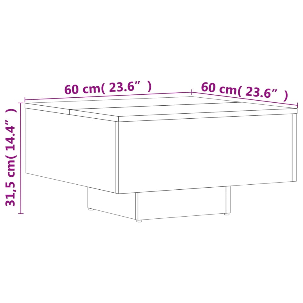 Table basse Sonoma gris 60x60x31,5 cm Bois d’ingénierie - Tables basses