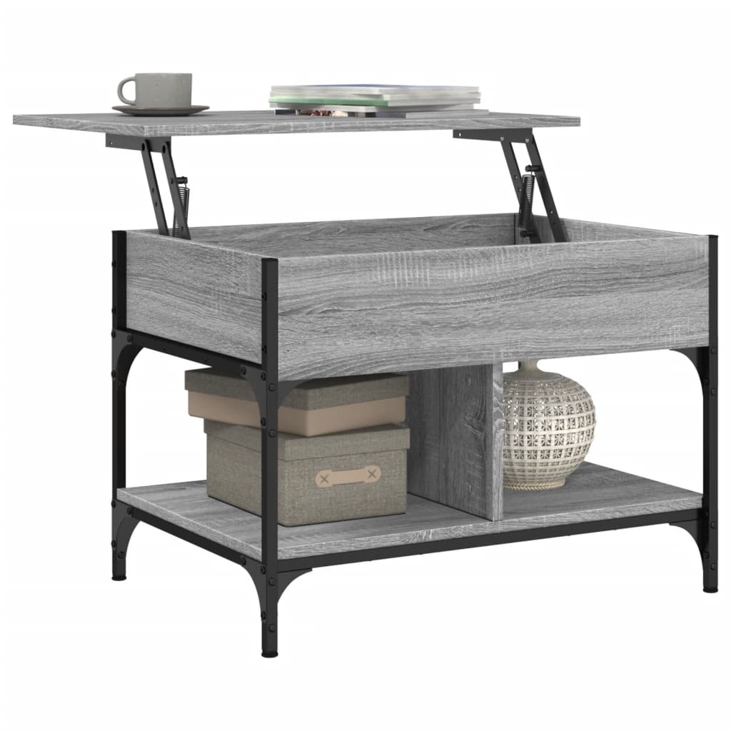 Table basse sonoma gris 70x50x50 cm bois d’ingénierie et métal - Tables basses