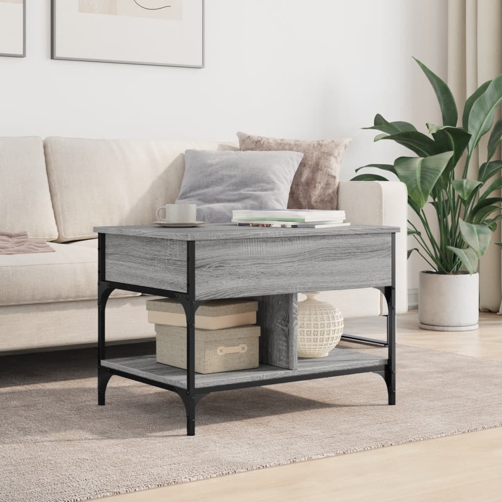 Table basse sonoma gris 70x50x50 cm bois d’ingénierie et métal - Tables basses
