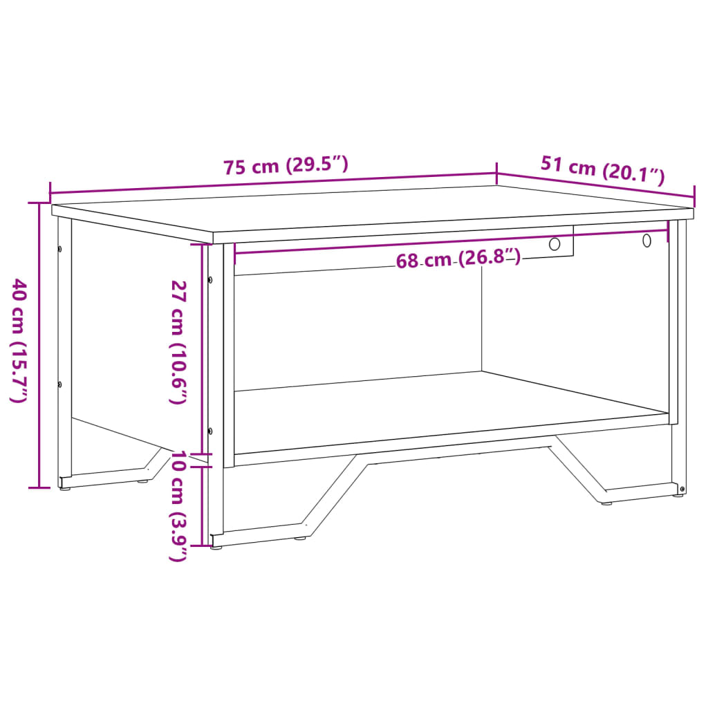 Table basse sonoma gris 75x51x40 cm bois d’ingénierie - Tables basses