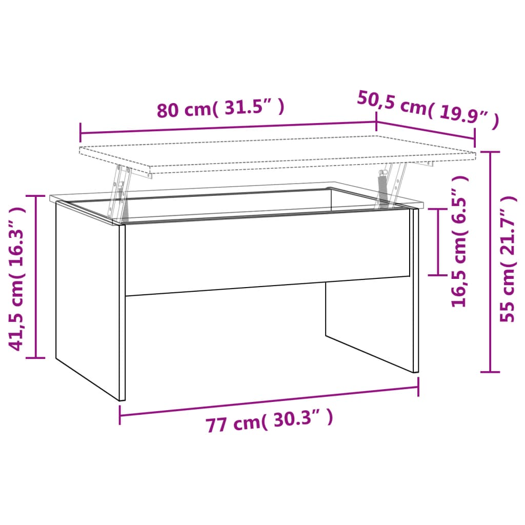 Table basse Sonoma gris 80x50,5x41,5 cm Bois d’ingénierie - Tables basses