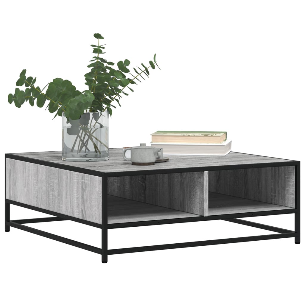 Table basse sonoma gris 80x80x30 cm bois d’ingénierie et métal - Tables basses