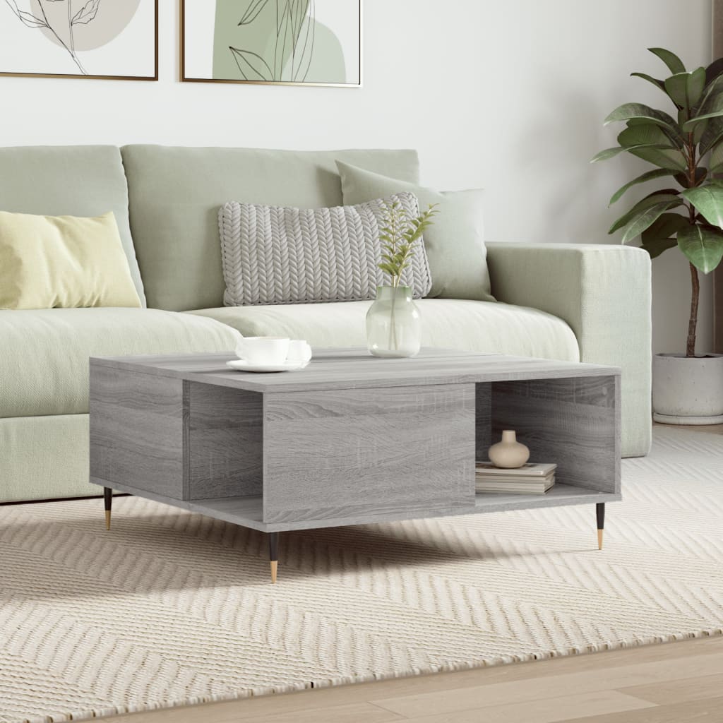 Table basse sonoma gris 80x80x36,5 cm bois d’ingénierie - Tables basses
