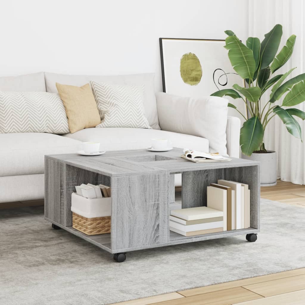 Table basse sonoma gris 80x80x40 cm bois d’ingénierie - Tables basses