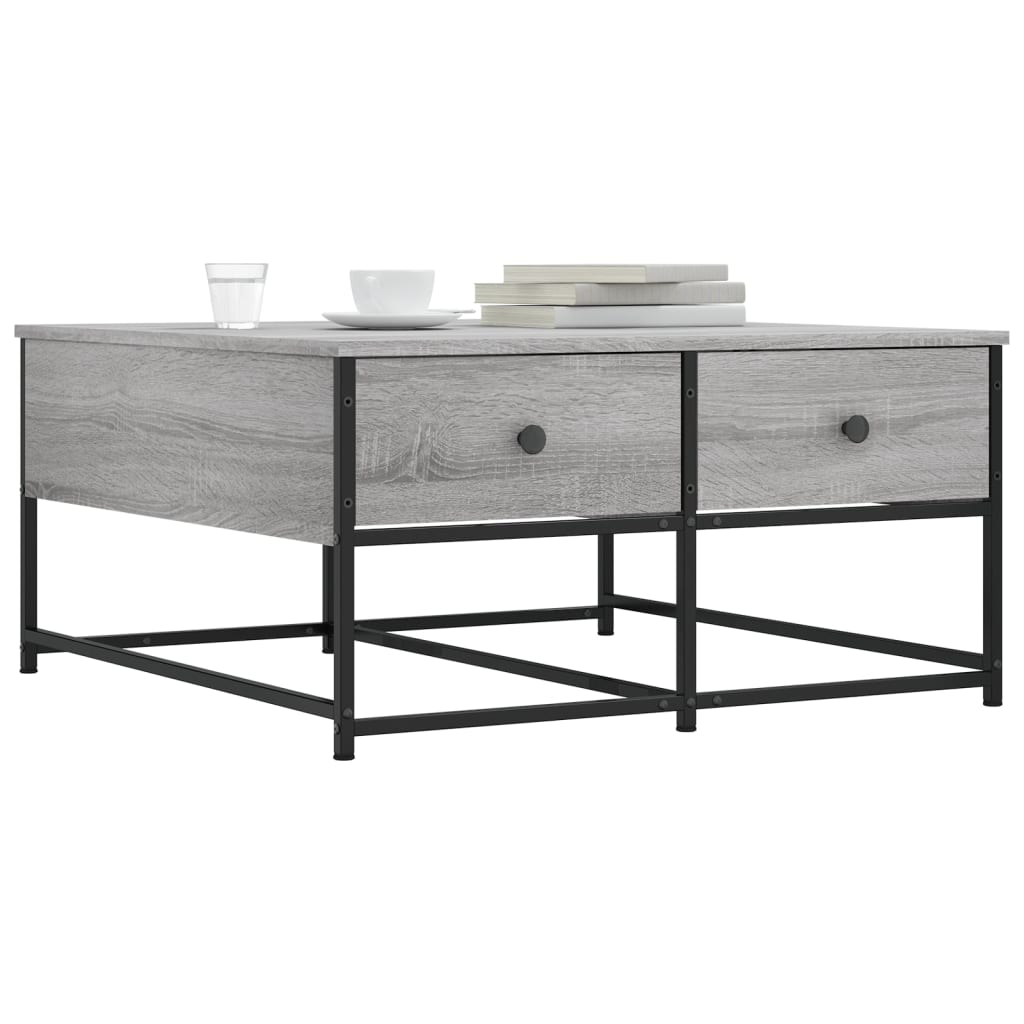 Table basse sonoma gris 80x80x40 cm bois d’ingénierie - Tables basses