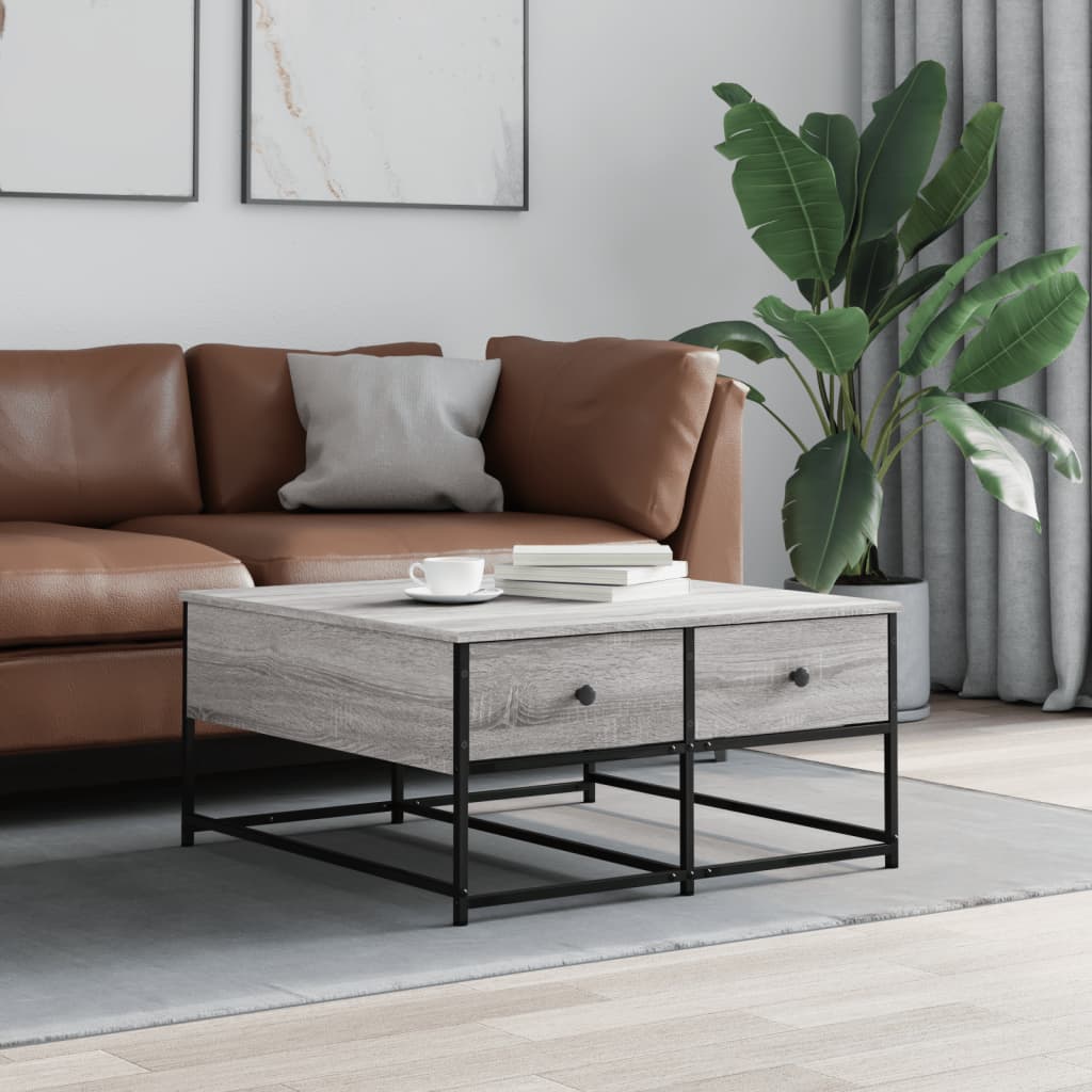 Table basse sonoma gris 80x80x40 cm bois d’ingénierie - Tables basses